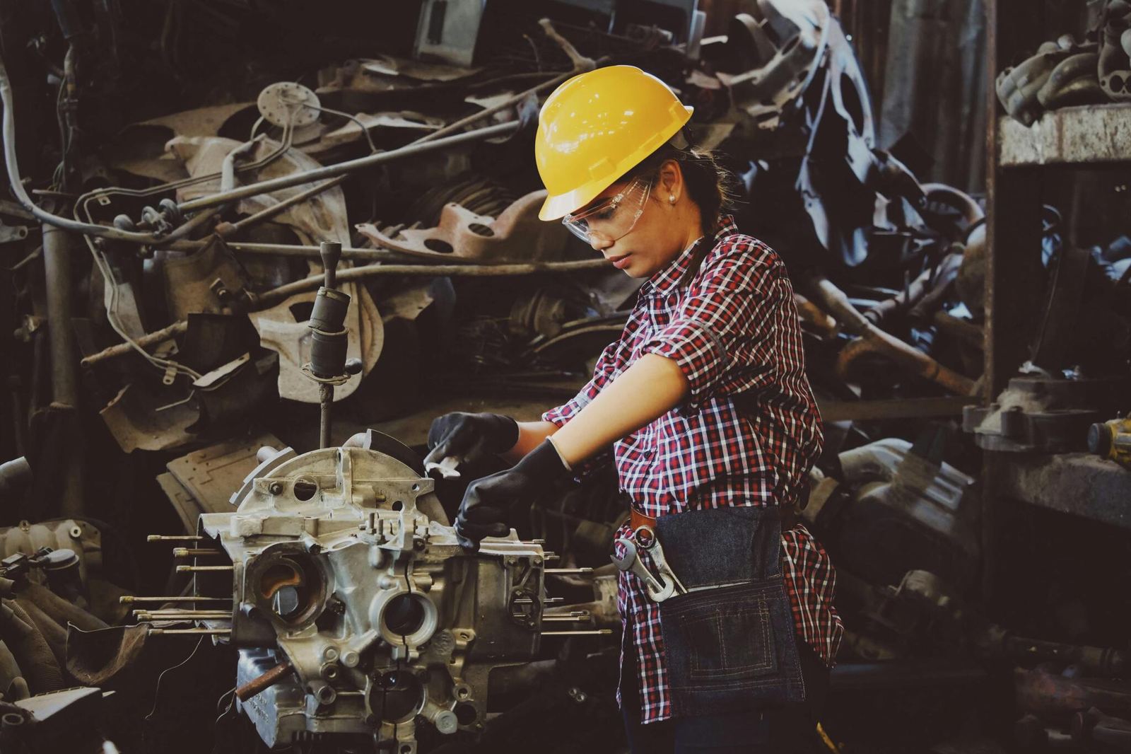 Engineer repairing machinery